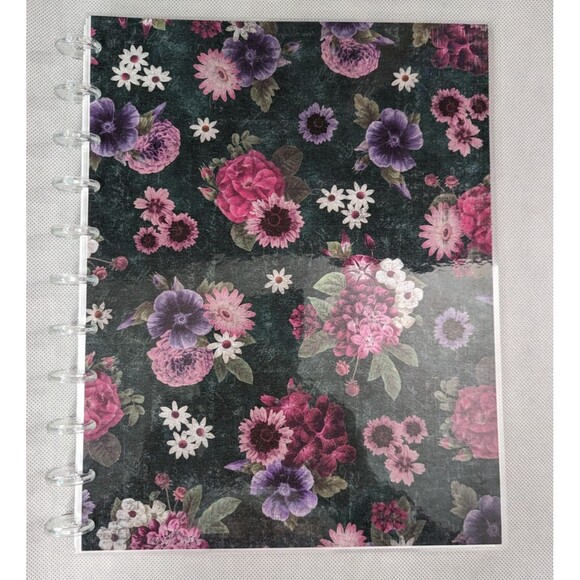 Discbound Journal - 9x11 in, Lined pages, 50 Sheets, Pink & Purple Floral - Picture 1 of 7